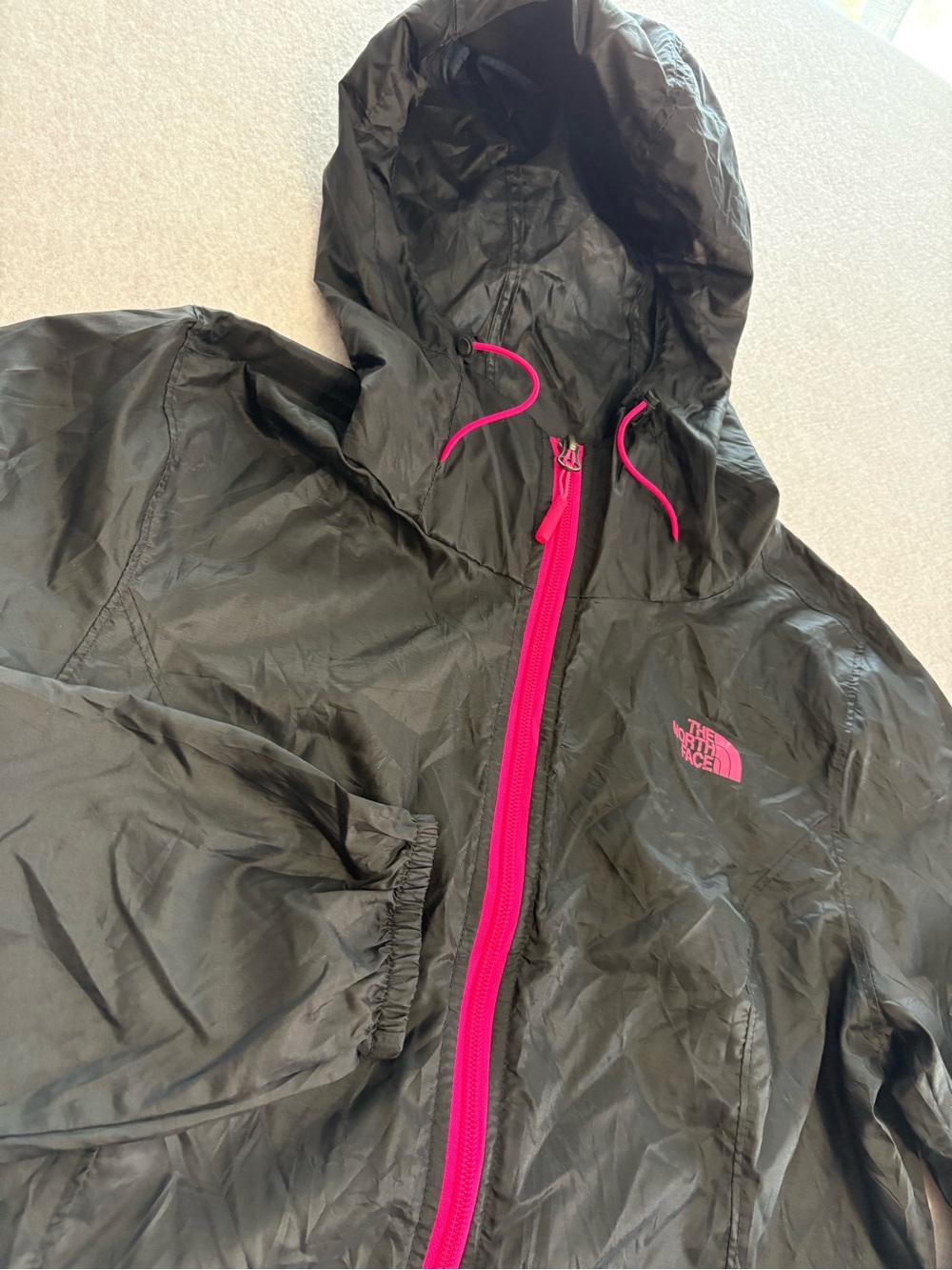 The North Face Women’s Black Jacket with Pink Zipper & Logo